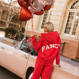 Fancy Split Zip Hoodie - Ruby Red