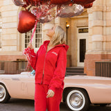 Fancy Split Zip Hoodie - Ruby Red