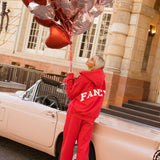 Fancy Split Zip Hoodie - Ruby Red