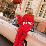 Fancy Split Zip Hoodie - Ruby Red