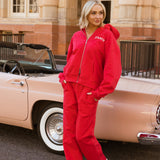 Fancy Split Zip Hoodie - Ruby Red