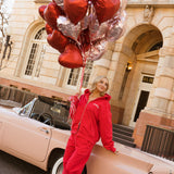 Fancy Split Zip Hoodie - Ruby Red