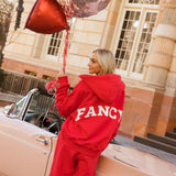 Fancy Split Zip Hoodie - Ruby Red