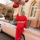 Fancy Split Zip Hoodie - Ruby Red