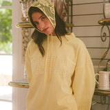 Oversized Terry Gingham Mockneck - Daffodil