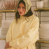 Oversized Terry Gingham Mockneck - Daffodil