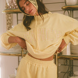 Oversized Terry Gingham Mockneck - Daffodil