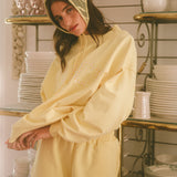 Oversized Terry Gingham Mockneck - Daffodil