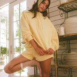 Oversized Terry Gingham Mockneck - Daffodil