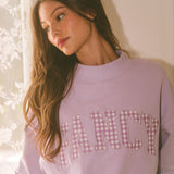 Oversized Terry Gingham Mockneck - Lilac