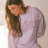 Oversized Terry Gingham Mockneck - Lilac