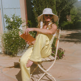French Terry Straight Leg Drawstring Pants - Daffodil