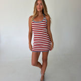 Baileigh Striped Halter Knit Dress - Sky