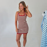 Kendall Striped Halter Knit Dress - Brown