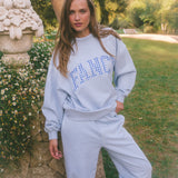 French Terry Straight Leg Drawstring Pants - Bluebell