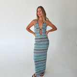 Faith Halter Maxi Dress- Blue Combo