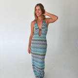 Faith Halter Maxi Dress- Blue Combo