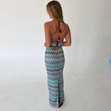 Faith Halter Maxi Dress- Blue Combo