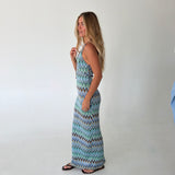 Faith Halter Maxi Dress- Blue Combo