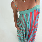 Roselyn Striped Maxi Dress- Mint Sage