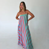 Roselyn Striped Maxi Dress- Mint Sage