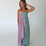 Roselyn Striped Maxi Dress- Mint Sage