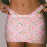 Spring Garden Plaid Swim Skirt - Pink Multi