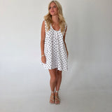 Whitney Polka Dot Mini Dress- White Black