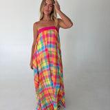Kasey Plaid Maxi Dress- Multicolor