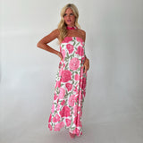 Maggie Strapless Scarf Maxi Dress - Pink