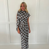 Bailey Plaid Tie Shoulder Maxi Dress - Blue Combo