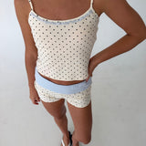 Megan Polka Dot Cami Tank - Cream Multi