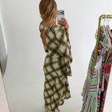 Sammi Plaid Drape Set - Green Combo