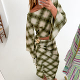 Sammi Plaid Drape Set - Green Combo