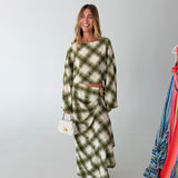 Sammi Plaid Drape Set - Green Combo