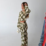 Sammi Plaid Drape Set - Green Combo