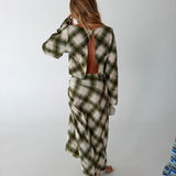Sammi Plaid Drape Set - Green Combo