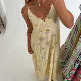 Rachael Floral Open-Back Maxi Dress - Butter Floral