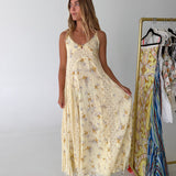 Rachael Floral Open-Back Maxi Dress - Butter Floral