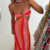 Sandi Strappy Maxi Dress - Orange Multi