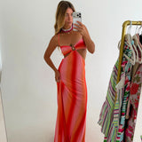 Sandi Strappy Maxi Dress - Orange Multi