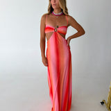 Sandi Strappy Maxi Dress - Orange Multi