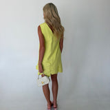 Haylie 3D Floral Appliqué Mini Dress- Chartreuse