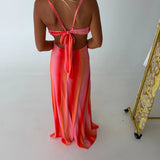 Sandi Strappy Maxi Dress - Orange Multi