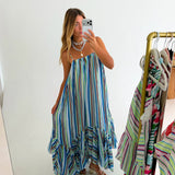 Vic Striped Maxi Dress - Blue