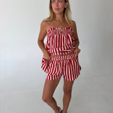 Caroline Striped Shorts- Red