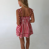 Caroline Striped Shorts- Red