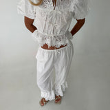 Ellie Embroidery Top- Off White