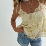 Millie Floral Lace Trim Cami- Butter Floral