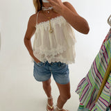 Chloe Tiered Cami Tank - Cream